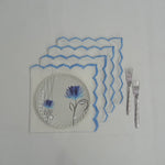 White linen cloth leaf scallop napkins set Wedding napkins for table decor 20''x20'' size set of 4 embroidered napkins