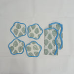 Cotton dinner piping napkins, indian cotton scallop napkins, hand printed napkins, cocktail napkins, table cloth napkins, bulk cotton cloth