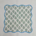 Cotton dinner piping napkins, indian cotton scallop napkins, hand printed napkins, cocktail napkins, table cloth napkins, bulk cotton cloth