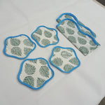 Cotton dinner piping napkins, indian cotton scallop napkins, hand printed napkins, cocktail napkins, table cloth napkins, bulk cotton cloth