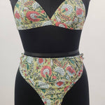 Cotton Bikini Block Print Swimsuit Women Sexy Swimwear Female High Cut Swimming Suit Sexy Bathing Suit Beach Wear New