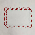 Table Linens PlaceMats White Piping Napkins and Cotton wave scallop cloth cocktail napkins ,fathers day gift