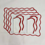 Table Linens PlaceMats White Piping Napkins and Cotton wave scallop cloth cocktail napkins ,fathers day gift