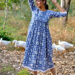 Long Kurti With Pockets, Indian Bridesmaids dress, Gift for her, Gift for Mom, Pleated Top with Lace, Summer Dress, India Block Print Top