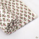 Taffy Pink, Asparagus and Army Green Hand-Block Printed Cotton Cloth