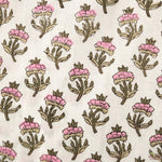Taffy Pink, Asparagus and Army Green Hand-Block Printed Cotton Cloth