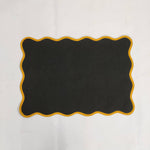 Black Table Linens PlaceMats Piping Mats and Cotton wave scallop cloth cocktail Placemats,fathers day gift