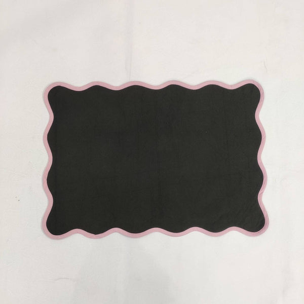 Table Linens scalloped PlaceMats Piping Mats , Rectangular Cotton wave scallop cloth cocktail Placemats,fathers day gift