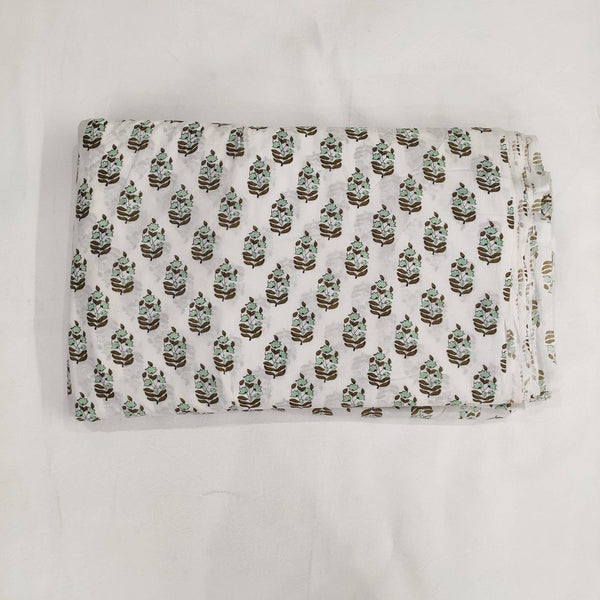 Teal Green Leafs Pattern 100% Cotton Quilting Fabric by the yard, Quilt Fabric, Indian Fabric, fabric for facemasks, fabric for bags