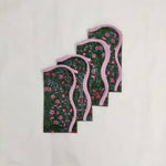 Scalloped napkin, wedding napkin, Set of 4, People pink Flowers on white Fabric, Print by Hand Block,Sustainable Cloth Napkins