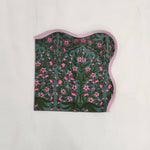 Scalloped napkin, wedding napkin, Set of 4, People pink Flowers on white Fabric, Print by Hand Block,Sustainable Cloth Napkins
