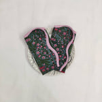 Scalloped napkin, wedding napkin, Set of 4, People pink Flowers on white Fabric, Print by Hand Block,Sustainable Cloth Napkins