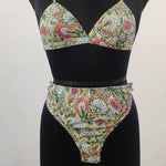 Cotton Bikini Block Print Swimsuit Women Sexy Swimwear Female High Cut Swimming Suit Sexy Bathing Suit Beach Wear New