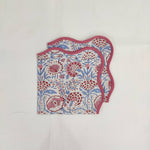 Rectangular wave scallop Mats Table Linens floral Napkins & Cotton Table quilted wave piped Placemats ,Indian Floral Hand Block Printed Set