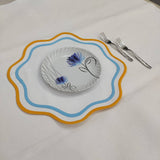 Table Linens PlaceMats White double Piping Mats and Cotton round wave scallop cloth cocktail Placemats,fathers day gift