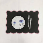 Black Table Linens PlaceMats Piping Mats and Cotton wave scallop cloth cocktail Placemats,fathers day gift