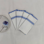 Embroidered White linen cloth scallop napkins set Wedding napkins for table decor 18''x18'' size set of 4 napkins