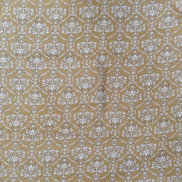Light brown leaf Floral 100% Cotton Quilting Fabric by the yard, India Block Print Fabric, fabric for Duvet Covers, Curtains, Dresses
