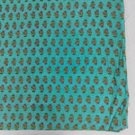 Turquoise leaf Floral 100% Cotton Quilting Fabric by the yard, India Block Print Fabric, fabric for Duvet Covers, Curtains, Dresses
