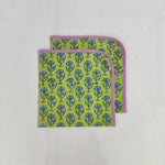Indian Block Print, piping indian cotton napkins, hand printed napkins, cocktail napkins, table cloth napkins, floral housewarming gift