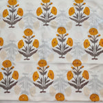 Yellow Floral 100% Cotton Quilting Fabric by the yard, India Block Print Fabric, fabric for Duvet Covers, Curtains, Dresses