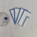 White Linen Embroidered fern napkins cloth scallop napkins set Wedding napkins for table decor 18''x18'' size set of 4 napkins