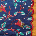 FABRICSG Dark Blue, Vermillion Red, Pine Green Indian Floral Printed 100% Pure Cotton Cloth Napkins, 18x18"- Wedding Napkins, 20x20"- Dinner Napkins