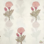 Salmon and Thulian Pink Hand-Block Printed Cotton Cloth