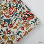 Sangria Red, Ginger Orange Hand-Block Printed Cotton Cloth
