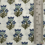 Dark Blue Sky, Adriatic Blue Hand-Block Printed Cotton Cloth