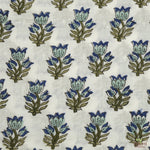 Dark Blue Sky, Adriatic Blue Hand-Block Printed Cotton Cloth