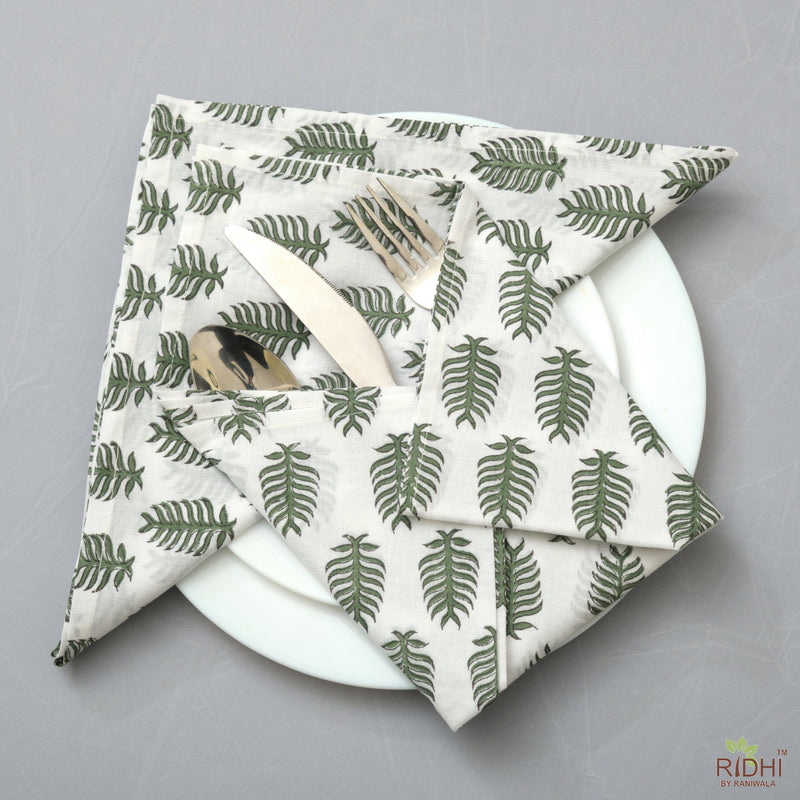 Juniper Green Leaf Print Napkins