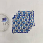 Cocktail Napkins with Trimming lace, Set of 10, Scallop edge Napkin,Hand block printed Sustainable Cloth Napkins