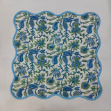 Round scalloped botanical Placemat, Block Print fabric table mat HOUSEWARMING GIFT easy care, washable rustic kitchen decor dining mat set