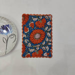 Cocktail Napkins with Trimming lace, Set of 12, Scallop edge Napkin,Hand block printed Sustainable Cloth Napkins