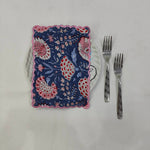 Cocktail Napkins with Trimming lace, Set of 12, Scallop edge Napkin,Hand block printed Sustainable Cloth Napkins