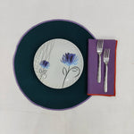 Table linen round table mats with embroidery edges in orange for table decor