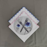Linen tea towels, embroidered Table linen, Cloth Napkins, Mix Color Embroidery scallops Napkins, 6X9"- Cocktail Dinner Napkins, 18x18"