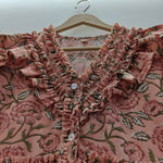 Peach Hand  Block Blue dress, Indian Bridesmaids dress, Gift for her, Gift for Mom, Summer Dress, India Block Print Top