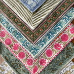 Mix and Match Boho Indian Hand Block Printed Cotton Dinner Border Napkins Size- 20x20"