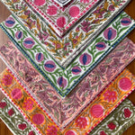 Mix and Match Boho Indian Hand Block Printed Cotton Dinner Border Napkins Size- 20x20"