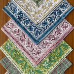 Mix and Match Boho Indian Hand Block Printed Cotton Dinner Border Napkins Size- 20x20"