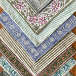 Mix and Match Boho Indian Hand Block Printed Cotton Dinner Border Napkins Size- 20x20"