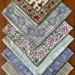 Mix and Match Boho Indian Hand Block Printed Cotton Dinner Border Napkins Size- 20x20"