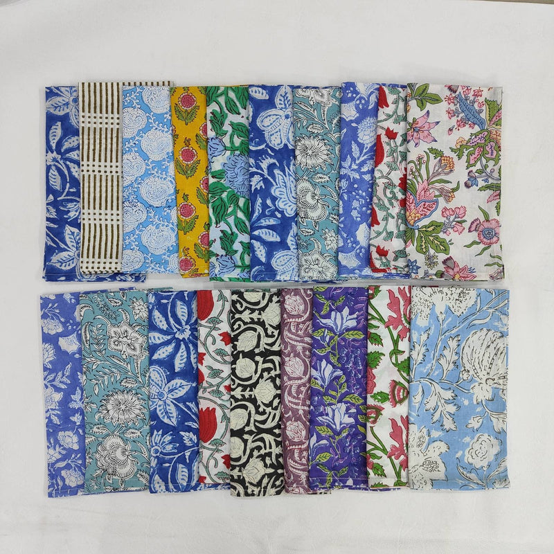 Cloth Napkins - Set of 19 - Large Dinner Table Napkins - Mismatched, Assorted, Variety - Animals and Floral - Housewarming Gift for Family