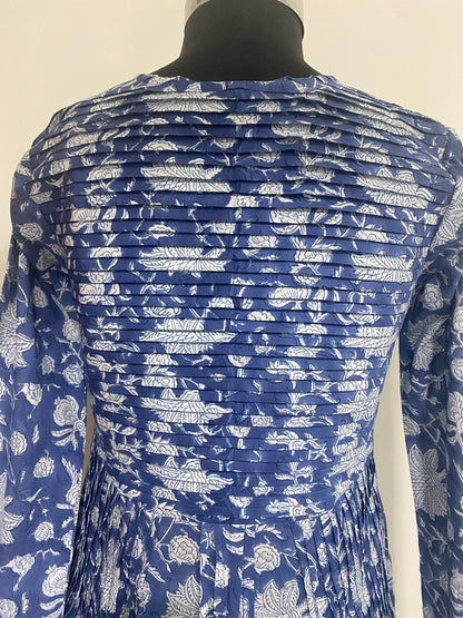 Long Tunic With Pockets, Indian Block Print Bridesmaids dress, Gift for her, Gift for Mom, Pleated Top, Summer Dress, India Block Print Top