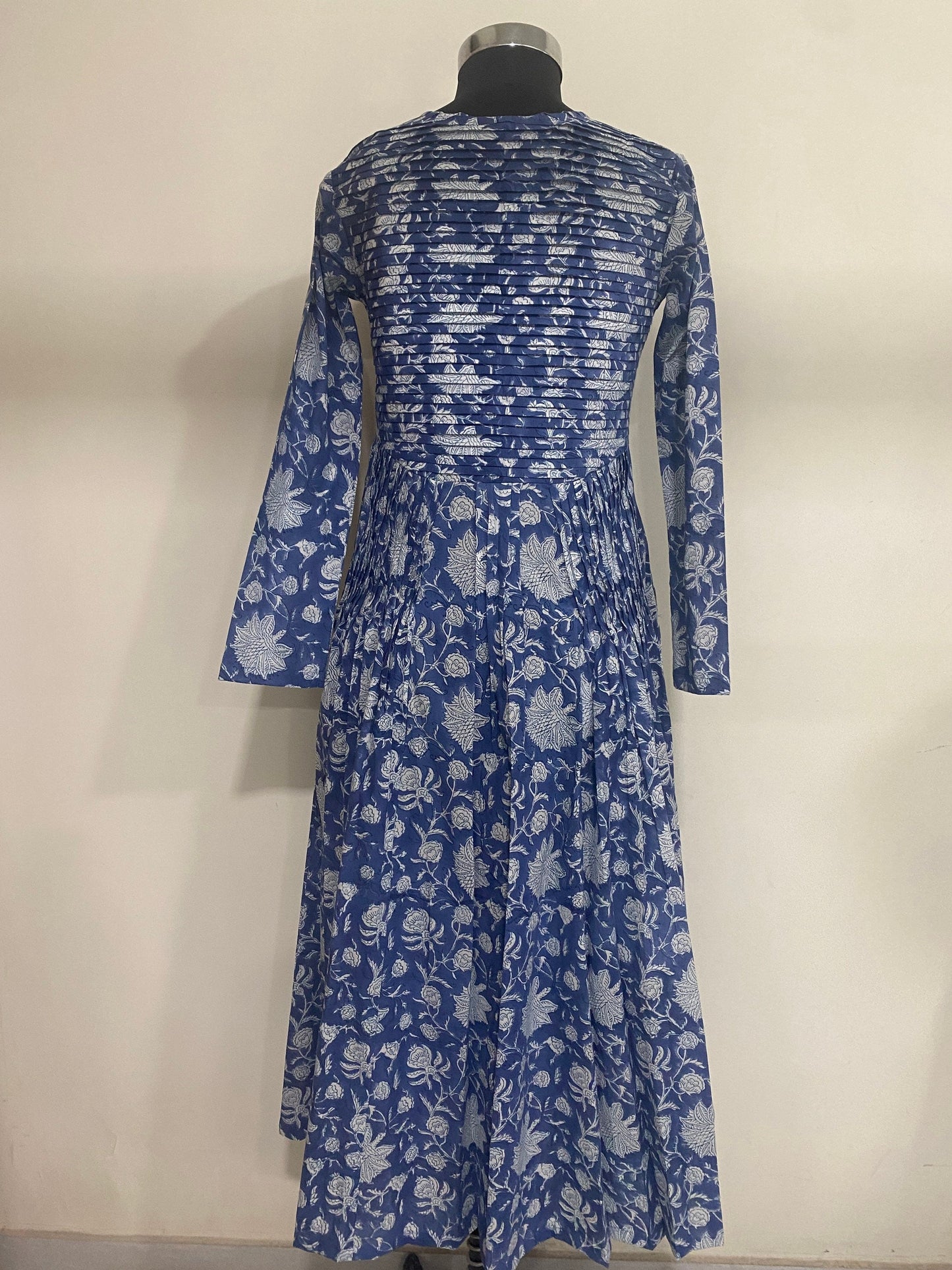 Long Tunic With Pockets, Indian Block Print Bridesmaids dress, Gift for her, Gift for Mom, Pleated Top, Summer Dress, India Block Print Top