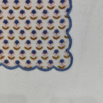 Denim Blue, White, Cotton Napkins, Embroidered Napkin, India Hand block print, Scalloped, 9"X9"- Cocktail Napkins, 20"X20"- Dinner Napkins
