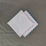 Linen tea towels, embroidered Table linen, Cloth Napkins, Mix Color Embroidery scallops Napkins, 6X9"- Cocktail Dinner Napkins, 18x18"