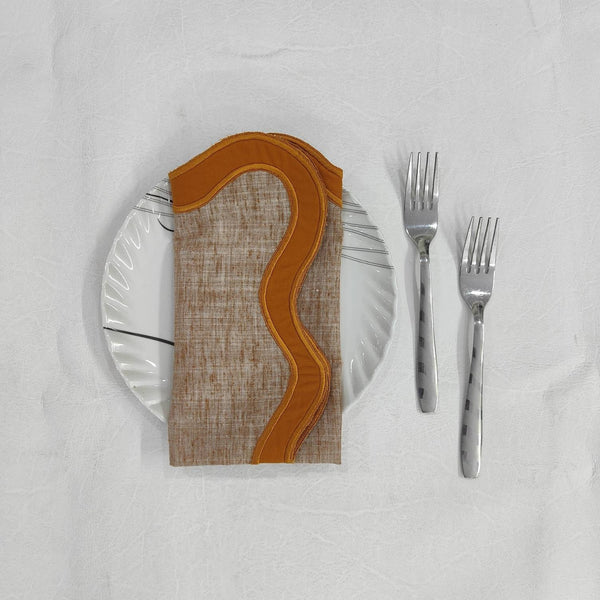 Table Linens Embroidered Napkins double scalloped Linen wave scallop, Set of 2, Wave edge for Dinner Table, Home Décor, Christmas Gift